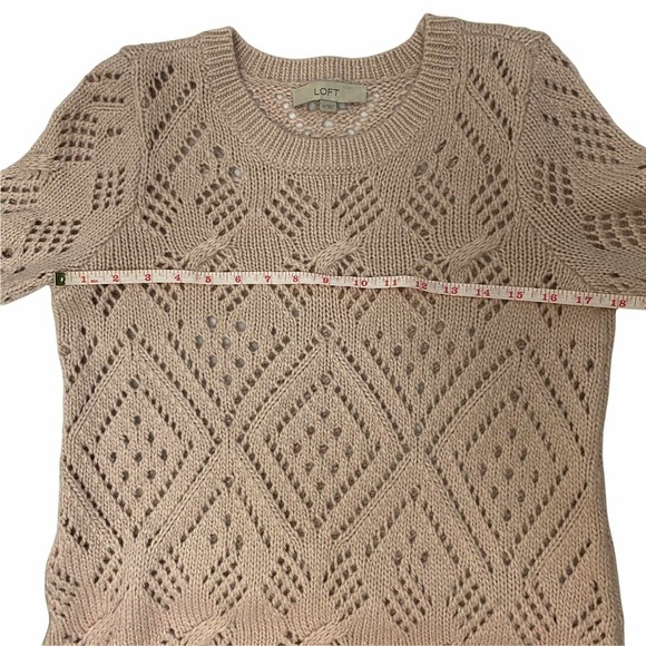 Ann Taylor LOFT Wool Blend Blush Pink Pointelle Knit Sweater Size X-Small - Picture 7 of 9